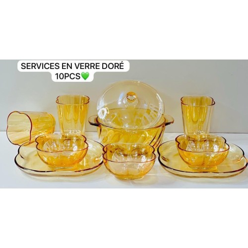 Ensemble Verrerie Doré 10 pcs