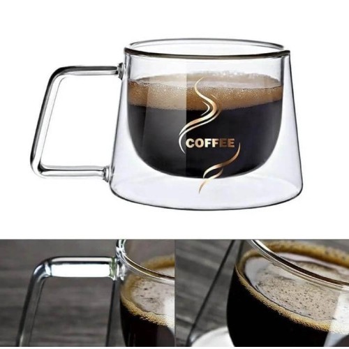 Lot de 6 tasses à café en verre isolée doubles paroi transparente