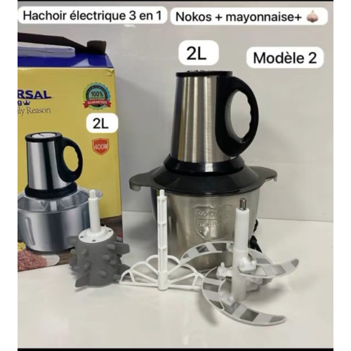 Hachoir Électrique 3 En 1 En Inox 2Litres