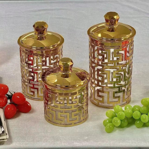 Sucrier - 3 Pièces doré transparent - incassables