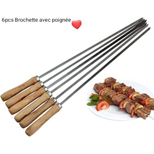Lot de 6 brochettes de barbecue en bois