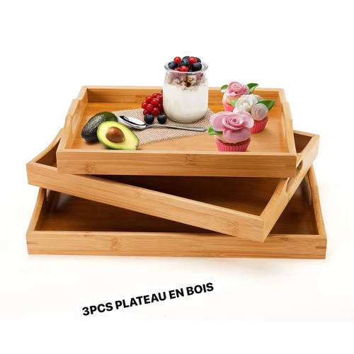 Lot De 3 Plateaux De Service en bois