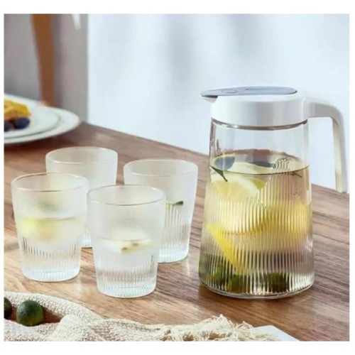Ensemble carafe 5 en1 en verre résistant transparent