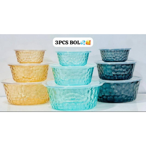 Ensemble bol plastique 3pièces de stockage des aliments et autres