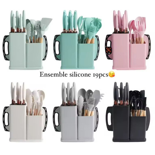 Ensemble d'ustensiles de cuisine en silicone - 19 Pièces