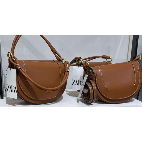 SACOCHE À BANDOULIÈRE ZARA 24CM - MARRON