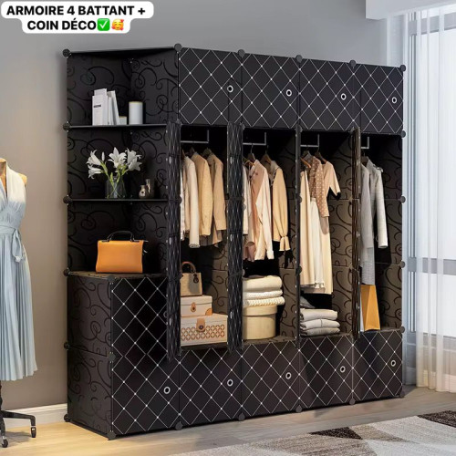 Armoire 4 battants plastique avec coin déco