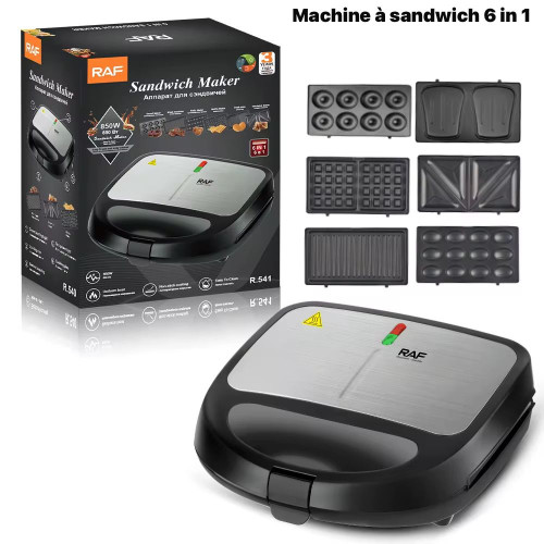 Machine À Sandwich 6 en 1 Gaufrier,  Grill Plaques Amovibles Anti-adhésives