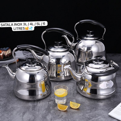 Ensemble 4Piéces de Bouilloire À Gaz En Acier Inox ( 3L, 4L, 5L et 6L)