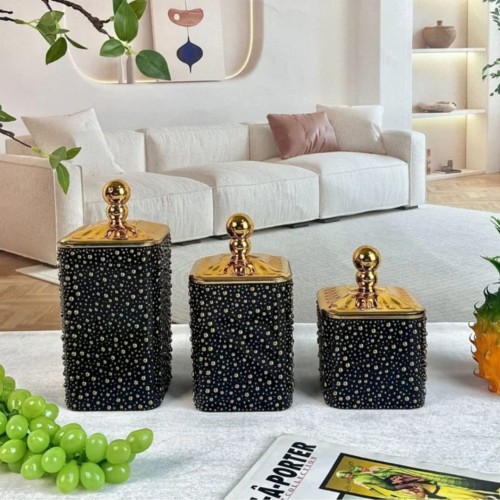 Boîte de rangement - 3Pièces en verre avec couvercle