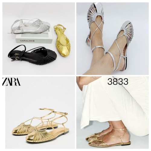 Nu-pied plat avec des lanières