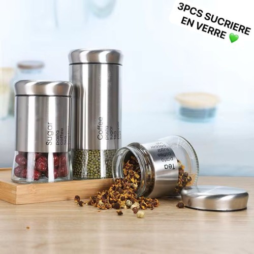 Sucrier - 3 Pièces en verre