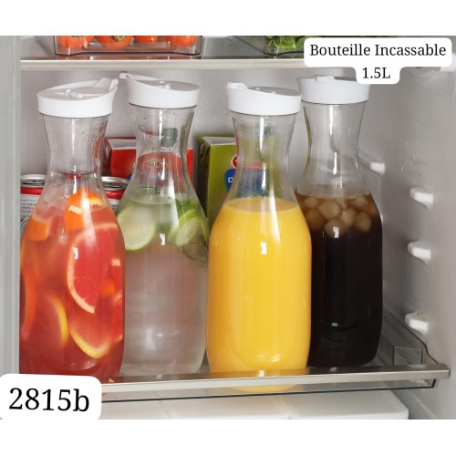 Bouteille d'eau, de jus transparente incassable - 1.5L
