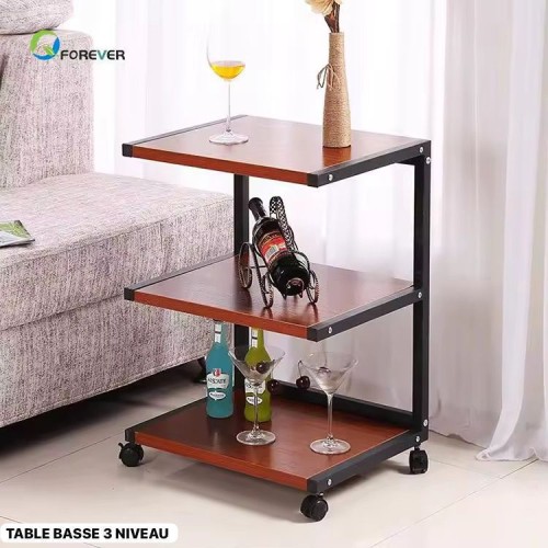Table d'appoint 3niveaux avec 4roues pour rangement