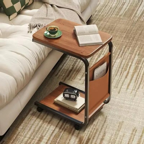 Table d'appoint 2niveaux avec 4roues en C pour rangement