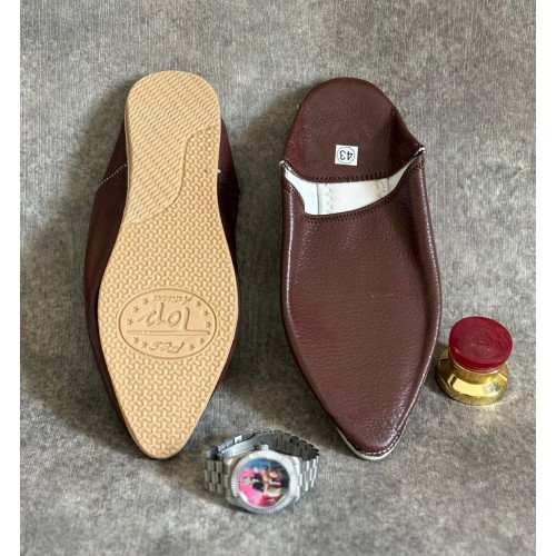 Babouche traditionnelle artisanale en cuir pointure 41 --- 46