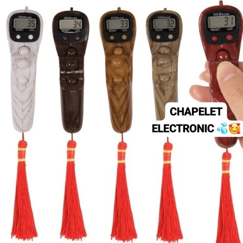 Chapelet électronique numérique LCD, perles, Grain de bois