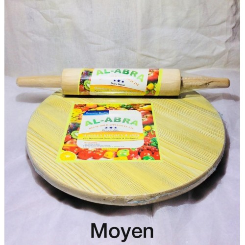 Panche à découper + rouleau à pâtisserie en Bambou rond MM