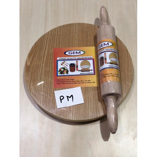 Panche à découper + rouleau à pâtisserie en Bambou rond PM