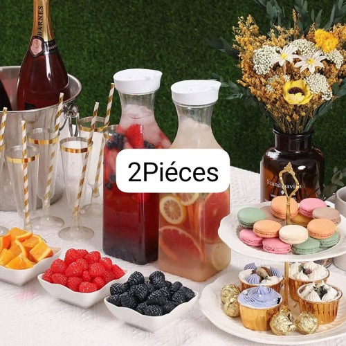 Lot de 2 Bouteilles de jus transparente en plastique