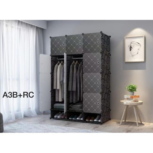 Armoire Penderie 3 Battants Avec Rangement Chaussure - Plastique