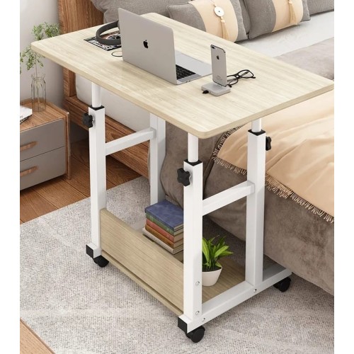 Table de Chevet Roulante,Table Roulante de Lit Canapé， Table d'appoint pour Ordinateur 60cmx40cm