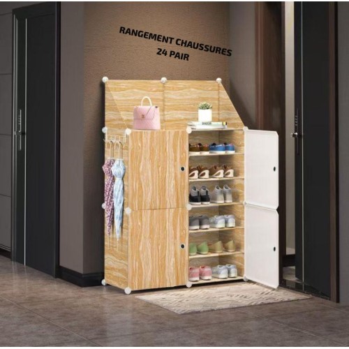 Rangement à chaussures extensible en plastique pour 24 paires.